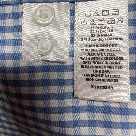 DANIEL HECHTER SHIRT, Menโs Size M, Blue & White Check Short Sleeve Button Down. - Picture 10 of 11